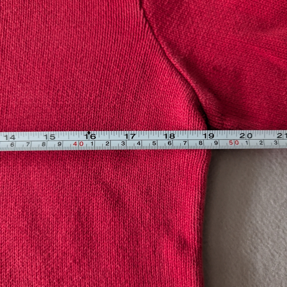 Vintage Villager Red Pointelle Knit Scalloped Edge Pullover Cotton Sweater MP image 8